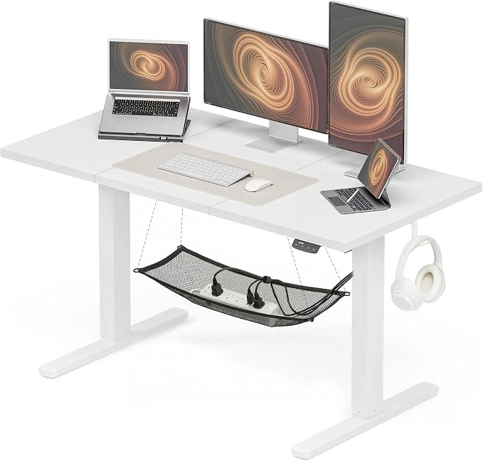 Acrolix Electric Standing Desk, Height Adjustable Home Office Desk with Memory Presets & Cable Management,White Sit Stand Desk for Work from Home, Ergonomic Computer Desk (48" x 24")