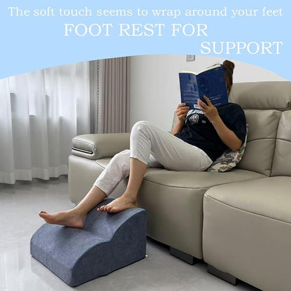 Foot Rest for Under Desk at Work.Multifunctional 3-Tier Foot Stool,with Washable Footrest.for Under Desk,Office Chair Gaming Chair & Sofa,Leg Elevation Pillow,Supports Posture-Light Blue