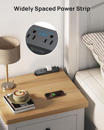 TROND Desk Clamp Power Strip USB C PD 20W- Surge Protector with 4 AC Outlets 4 USB Ports, Flat Plug 6ft Extension Cord, 1700J, ETL Listed, Fits 1.97 in Tabletop Edge, for Home Office Desk Accessories