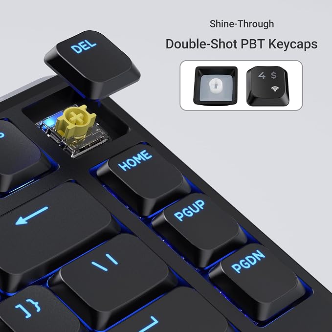 Keychron KJ1 Low Profile Wireless Mechanical Keyboard, 2.4 GHz Bluetooth QMK 75% Layout RGB, Hot-swappable Banana Switch Compatible with Mac Windows Linux, 2000mAh Fast Charge for Gaming - Black