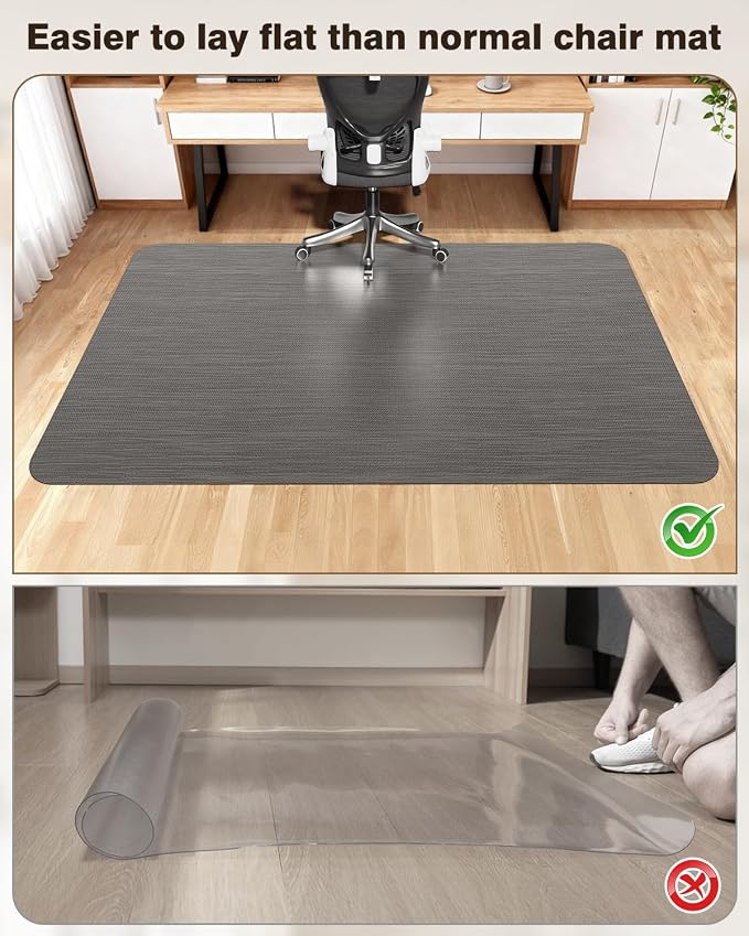 Blvornl Ultra Large Office Chair Mat for Hardwood Floor, Rolling Chair Mat for Hard Wood, Large Anti-Slip Hard Floor Protector, Heavy Duty Computer Desk Rug for Office and Home 47.2"*60" Grey