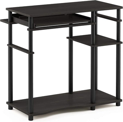 Furinno Abbott Computer Desk with Bookshelf, Espresso/Black