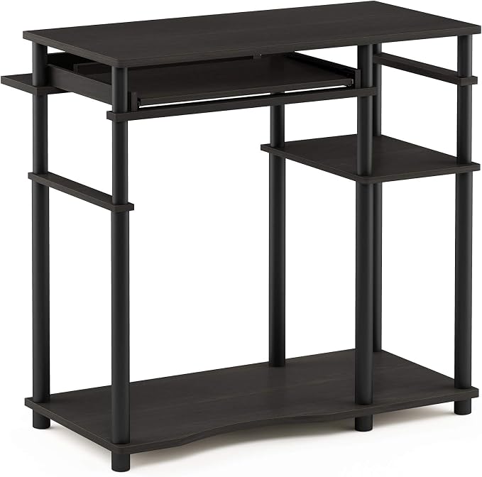 Furinno Abbott Desk, 31.5 Inch Black Computer Desk with Keyboard Tray, Easy Assembly Gaming Desk with Storage Shelf, Office Desk for Home Office, Bedroom, Black Espresso