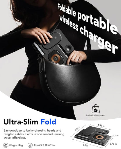 3 in 1 Charging Station for iPhone 17 - Wireless Charger for Apple Devices for iPhone 17 16 15 14 13 12 11 Pro Max - Foldable Wireless Charging Station Dock Stand for Apple Watch Series & AirPods