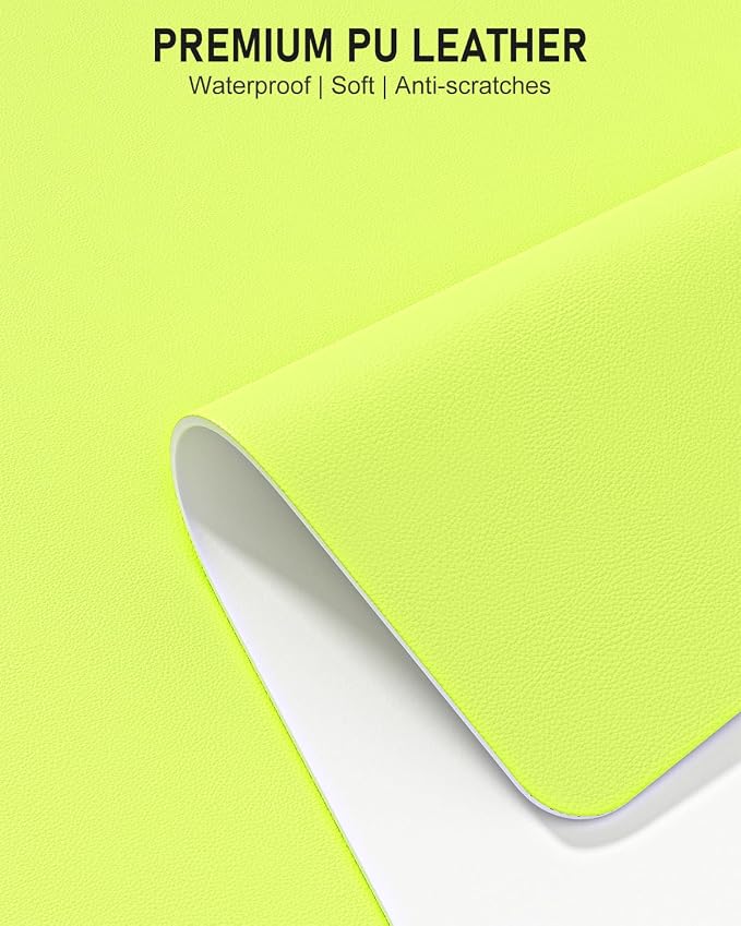 Desk Pad, 35.5" x 17" PU Leather Non-Slip Desk Mat Large Mouse Pad for Desktop, Waterproof Laptop Computer Writing Mat for Office, Home, Work, Gaming, Kiwi Green