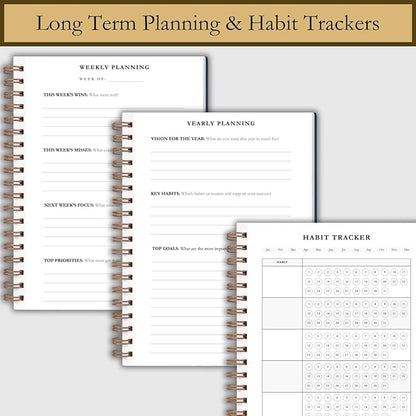 Undated Daily Planner - Time Blocking Planner & ADHD Planner. To Do List, Hourly Schedule, Daily and Monthly Agenda. Time Management & Productivity Planner. Spiral Hardcover Notebook. A4.