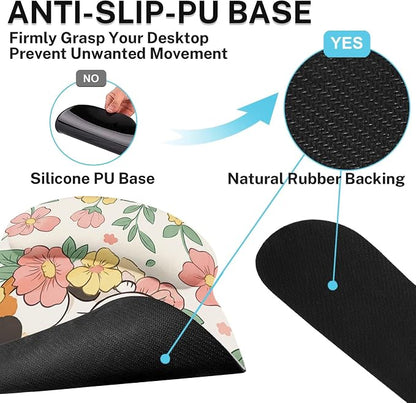 Britimes Cute Floral Cat Keyboard Mouse Pad Set Butterfly Cottagecore 4in1 Large Mousepad+Keyboard Wrist Rest+Mouse Wrist Rest+Coaster Ergonomic Design for Home Office Computer 35.4x15.7 inches