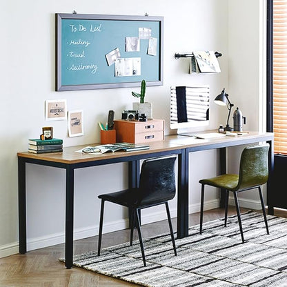 Need Computer Desk, 47 inch Home Office Desk, Modern Simple Style Home Office Gaming Desk, Basic Writing Table for Study Student, Black Metal Frame, Teak Tabletop