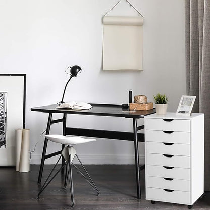 7 Drawers Filing Cabinet, Vertical File Cabinet for Home Office, Mobile Under Desk Office Storage Cabinets with Wheels (White, 7 Drawers)