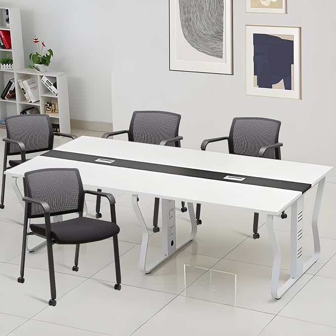 CLATINA Stacking Conference Room Chairs with Wheels, Mesh Back and Ergonomic Lumbar Support for Meeting, Lobby, Reception, Training Room Home Office School Church Black, 2 Pack