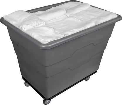 ReadySpace Commercial 16 Bushel Utility Cart with Steel Base, Poly Box Basket Truck, Laundry Cart, and Rolling Trash Bin, 47-Inch x 34.75-Inch x 35.5-Inch, 1000 Pound Weight Capacity, Gray