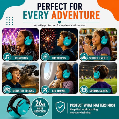 Jozy Noise Canceling Headphones for Kids, SNR 26dB Ear Protection for Autism, Sound Proof Sensory Muffs for Hearing, Concerts