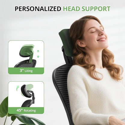 Office Chair, Ergonomic Desk Chair, 330LBS Capacity, High Back Computer Chair for Long Hours Comfortable, Rolling Swivel Executive Task Chair for Home Office with Flip-up Armrests