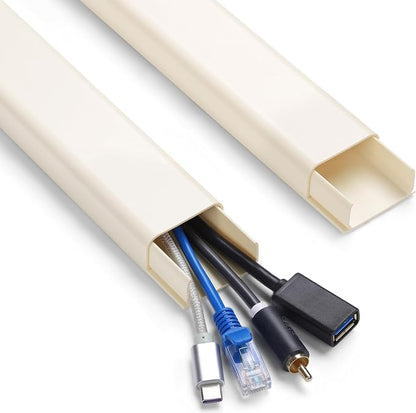 Cord Hider Wall for 4-7 Wires, Cable Management Kit, X-Large 72in Cord Organizer Wall, TV Cable Hider Wire Hider for Wall Hide Cords Wall Mounted TV, Cable Raceway Beige, W1.5in H0.8in