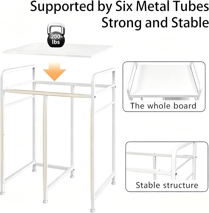 Sedegn Large Printer Stand with 3 AC Outlets for Home Office Devices | Heavy-Duty Printer Table for Laser Printer, Side Paper Storage Bag, 3-Tier Organizer for Shredder, PC Tower & Supplies, White
