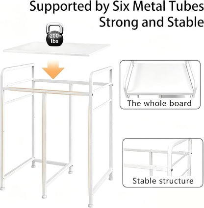 Sedegn Large Printer Stand with 3 AC Outlets for Home Office Devices | Heavy-Duty Printer Table for Laser Printer, Side Paper Storage Bag, 3-Tier Organizer for Shredder, PC Tower & Supplies, White