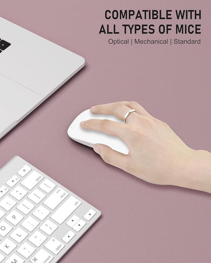Desk Pad, 35.5" x 17" PU Leather Non-Slip Desk Mat Large Mouse Pad for Desktop, Waterproof Laptop Computer Writing Mat for Office, Home, Work, Gaming, Dark Pink