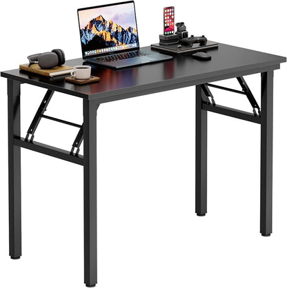 Need Office Computer Desk -35.8 L Sturdy and Heavy Duty Folding Laptop Table,Writing Table/Home Office Desk/Sewing Table, No Assembly Required, Black & Black Frame