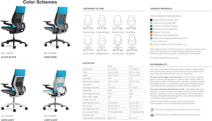 Steelcase Gesture Office Chair - Cogent: Connect Tumeric Fabric, Low Seat Height, Wrapped Back, Dark on Dark Frame, Lumbar Support