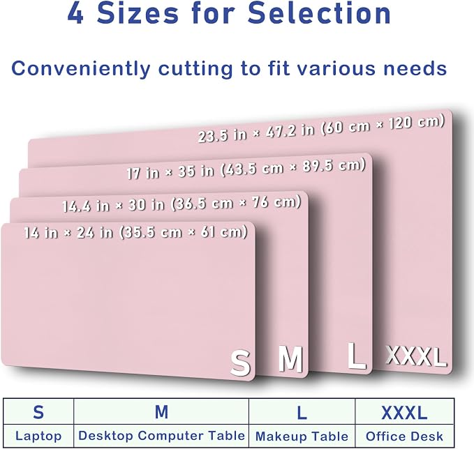 Boutilon Leather Desk Pad Protector,Non-Slip Mouse Pad,Laptop Desk Pad,Office Mouse Mat,Waterproof Leather Desk Blotter,Desk Writing Pad for Office and Home (XXL-Light Pink,47.2"x 17")
