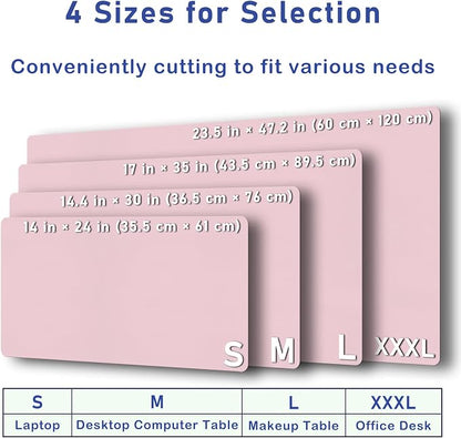Boutilon Leather Desk Pad Protector,Non-Slip Mouse Pad,Laptop Desk Pad,Office Mouse Mat,Waterproof Leather Desk Blotter,Desk Writing Pad for Office and Home (XXL-Light Pink,47.2"x 17")