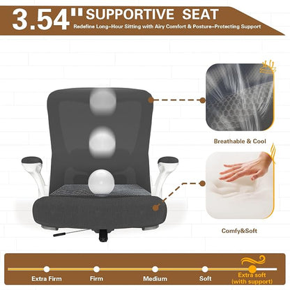 Ergonomic Office Chair - High Back Desk Chair with Adjustable Lumbar Support, Breathable Mesh Back, 330LBS Capacity, Easy Assembly, for Home Office Executive Computer Task