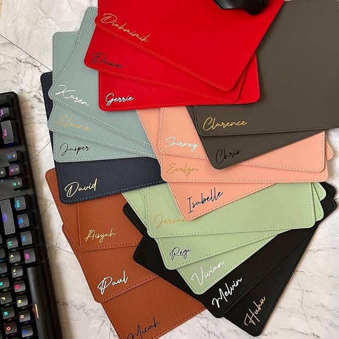 Custom Mouse Pad Premium PU Leather Personalized Mousepad Customize Desk Mat with Name Table Mat Laptop Desk Mat Personalized Your Gaming Mousepad (11.8 * 9.8 inch) (Shadow Grey)