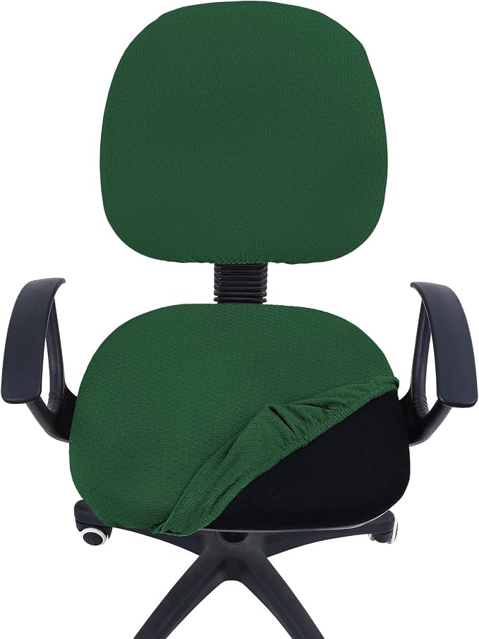 Smiry Stretch Jacquard Office Computer Chair Covers, Removable Washable Universal Desk Rotating Chair Slipcovers Protector, Seat + Backrest Cover, Emerald Green