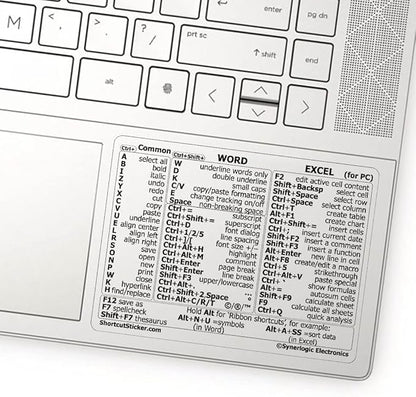 Synerlogic (2pcs) Word/Excel Windows Shortcut Sticker | Reference Guide Keyboard Shortcuts | Work from Home Essentials | Excel Shortcuts Cheat Sheet Laminated Vinyl (Clear/Small/2)