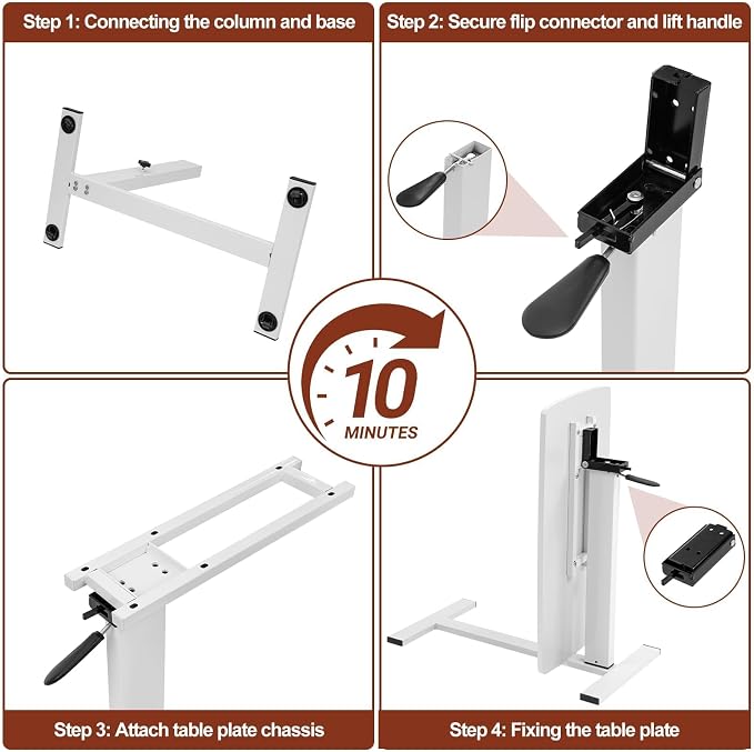Overbed Bedside Table with Wheels, Adjustable Pneumatic Mobile Standing Desk, Laptop Table Rolling Bed Desk Foldable for Hospital & Home (32" W x 16" D, White)