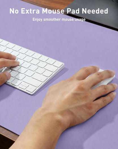 Aothia Faux Leather Desk Mat for Keyboard & Mouse (Light Purple, 42" x 17") | Creates One Clean Surface For Your Keyboard, Mouse And Laptop, Helping Keep Your Workspace Organized Every Day