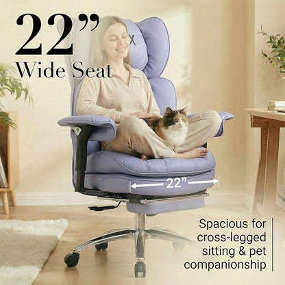 Efomao Big & Tall Desk Chair, Wide Executive Office Chair with Footrest Purple