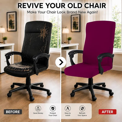 DIVA EN CAMINO DEC Stretch Office Chair Cover with Zipper, Soft Slipcover for Desk, Boss, or High Back Chair