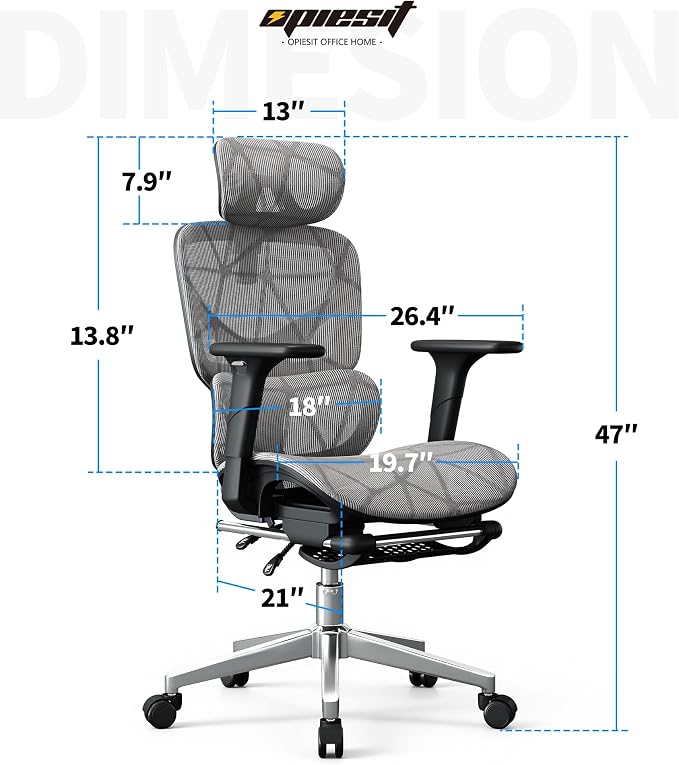 Office Chair with 3D Adjustable Lumbar Support,Ergonomic Computer Chair,Adjustable Headrest and Armrests, 400lbs Capacity,Tilt-Swivel,Premium Mesh Desk Chair for Office,Home & Gaming (Dark Gray)
