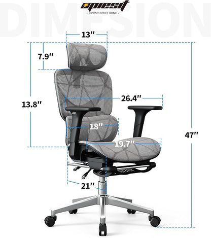 Office Chair with 3D Adjustable Lumbar Support,Ergonomic Computer Chair,Adjustable Headrest and Armrests, 400lbs Capacity,Tilt-Swivel,Premium Mesh Desk Chair for Office,Home & Gaming (Dark Gray)