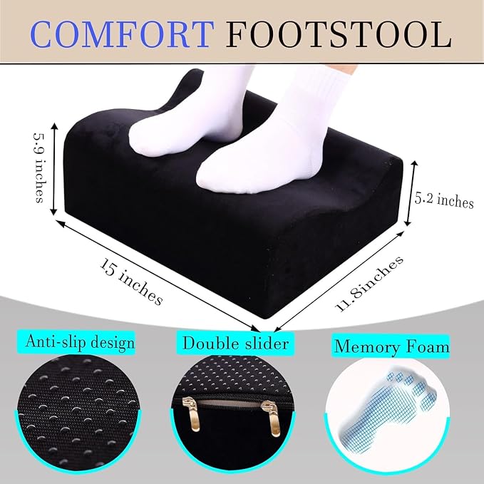 Work Foot Rest Under Desk,Comfort Foot Rest for Couch | Foot Rest For Under Desk at Work,At Soft Ergonomic Footrest,Support Foot Pillow,Heel Chair,Leg Elevation Pillow Black