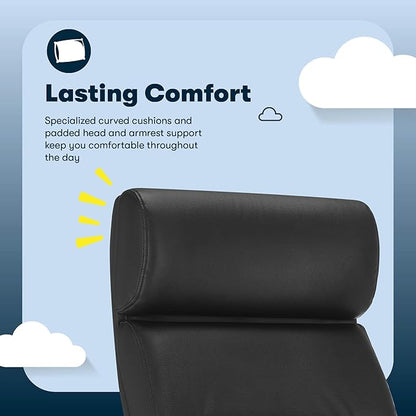 Serta Comfort Executive Big & Tall Office Chair, Ergonomic High-Back Computer DeskChair, Semi Plush Cushion Seat, Soft Padded Armrests, SertaQuality Foam, Metal Swivel Base, Bonded Leather, Black
