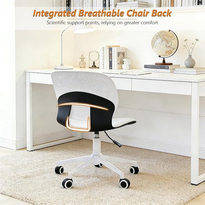 Home Office Chair, Armless Mid-Back Computer Desk Chair with Breathable Backrest and Padded Cushion, Height Adjustable Swivel Ergonomic Task Chair for Home, Work, Study