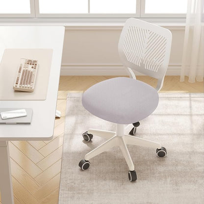 Armless Desk Chair Swivel Office Rolling Chair with Soft Padded Cushion, Height Adjustable Small Task Chair, Ergonomic Study Computer Chair for Kids Girls Boys Teens (Gray, 2PCS)