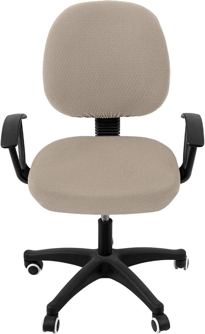 Smiry Stretch Jacquard Office Computer Chair Covers, Removable Washable Universal Desk Rotating Chair Slipcovers Protector, Seat + Backrest Cover, Taupe