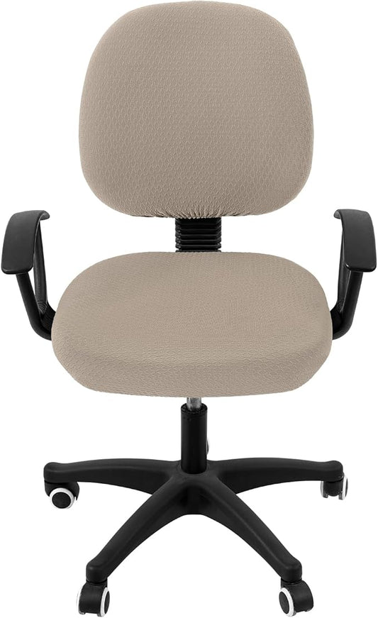 Smiry Stretch Jacquard Office Computer Chair Covers, Removable Washable Universal Desk Rotating Chair Slipcovers Protector, Seat + Backrest Cover, Taupe