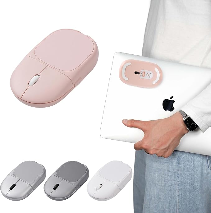 Magnito – Magnetic Wireless Bluetooth Mouse for MacBook, iPad, Laptop, Windows, Chrome OS, Linux – Compact & Portable, Attachable, Silent Clicks – The Best Travel Mouse (Pink)