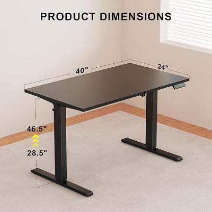 WALKINGDESK 40x24 Inches Whole Piece Electric Standing Desk, Seamless One Piece Height Adjustable Sit to Stand up Desk for Home Office, Ergonomic Computer Workstation, Black