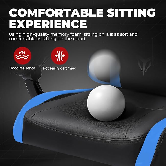 GTPLAYER Gaming Chair High Back Computer Chairs for Adults, Ergonomic Height Adjustable Recliner Chair 300lbs with Linkage Armrest and Lumbar Support for Home Office, Blue