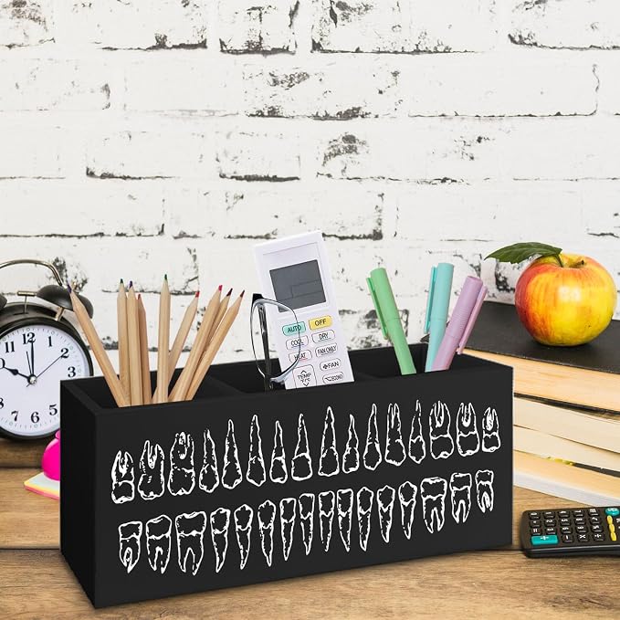 Dentist Gift Wooden Pen Pencil Holder for Desk, Gifts for Dental Doctor Nurse Hygienist Assistant Wood Makeup Brush Toothbrush Holder Organizer for Dentist Office Clinic Hospital