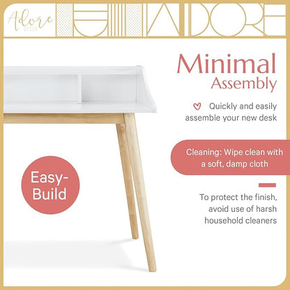 Alton Writing Computer Desk with Shelves, Retro Laptop Workstation for Home Office, Bedroom or Small Spaces