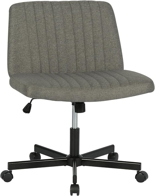 FDW Criss Cross Chair with Wheels Cross Legged Office Desk Modern Swivel Height Adjustable Wide Seat Computer Task Vanity Chair Comfy Fabric Armless Seating for Home Office