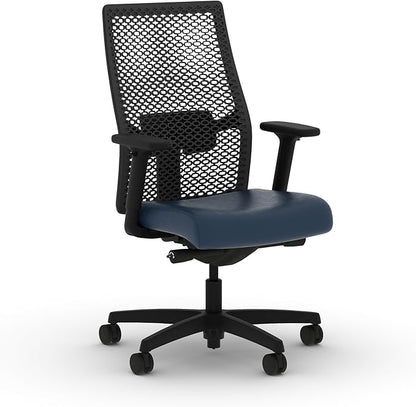 HON Ignition 2.0 ReActiv Ergonomic Office Chair, Mesh Desk Chair with Lumbar Support, Advanced Synchro‑Tilt, Height and Width Adjustable Arms, Swivel Wheels, Black Frame, Ocean