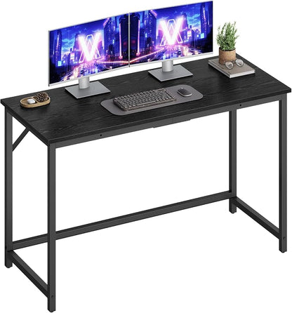 VASAGLE Computer Desk, Office Work Desk, 47.2 x 19.7 x 29.9 Inches, for Study, Bedroom, Home Office, Living Room, Ebony Black and Ink Black ULWD212B101