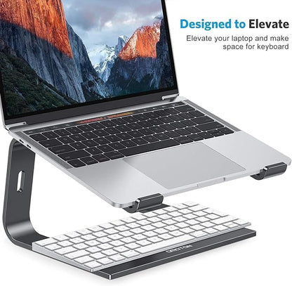 OMOTON Laptop Stand, Detachable Laptop Mount, Aluminum Laptop Holder Stand for Desk, Compatible with MacBook Air/Pro, Dell, HP and All Laptops (11-16 inch), Black